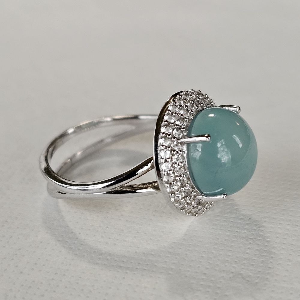 Genuine Certified Aquaprase & White Topaz Ring Size 9. NEW - Picture 4 of 6